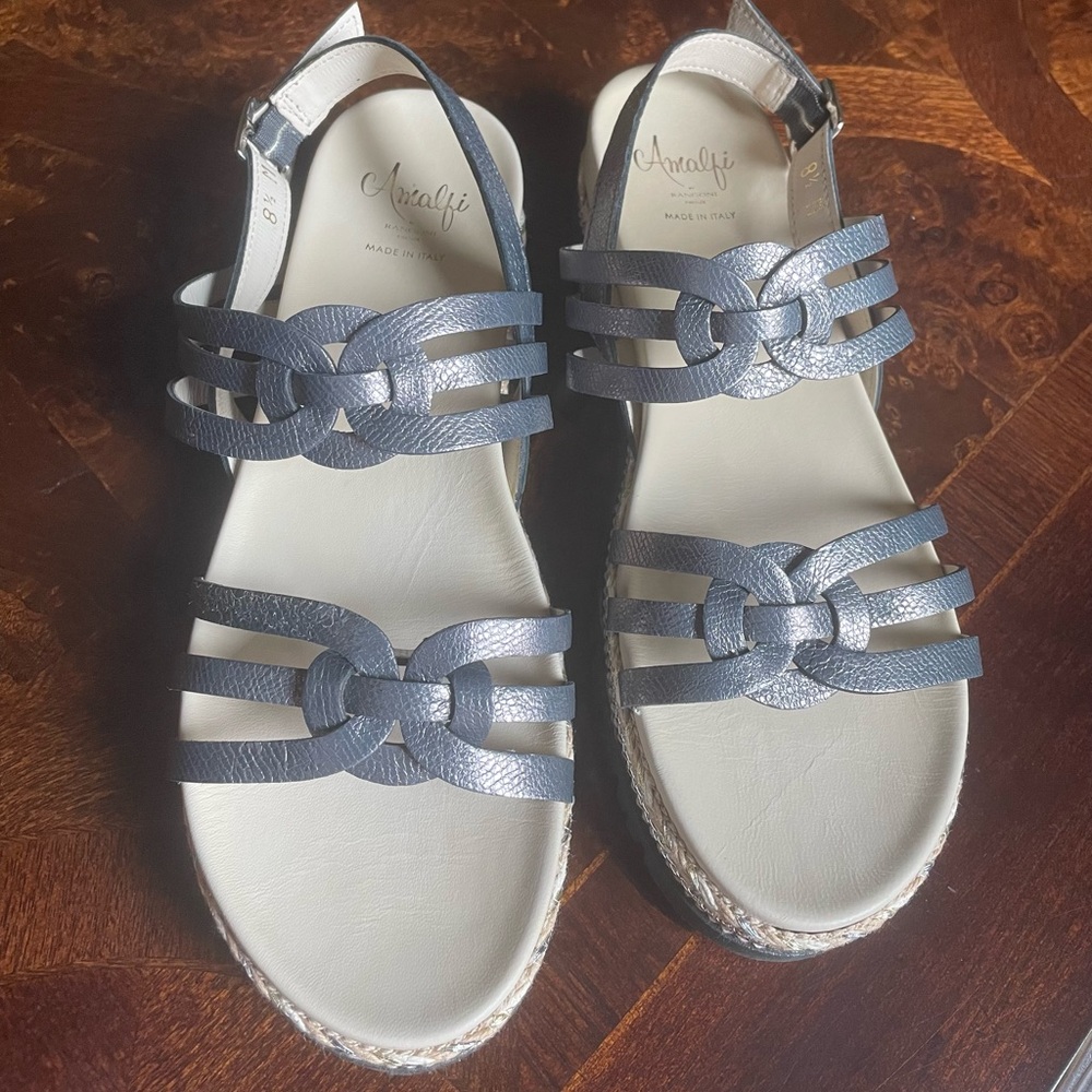 Amalfi pewter metallic Cole platform sandals 8.5